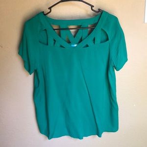 Francesca’s Green Cut-Out Blouse